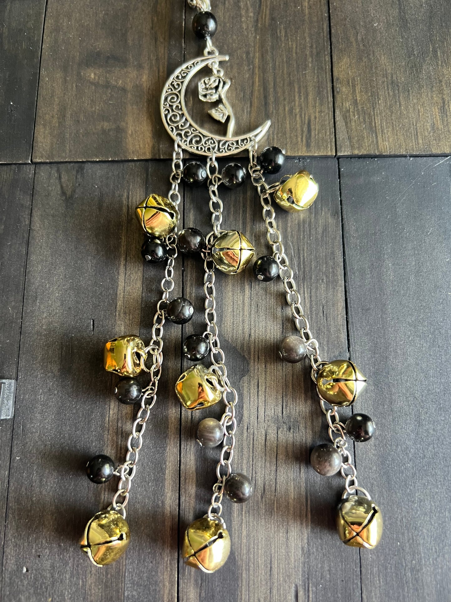 Rose and Obsidian witch bells