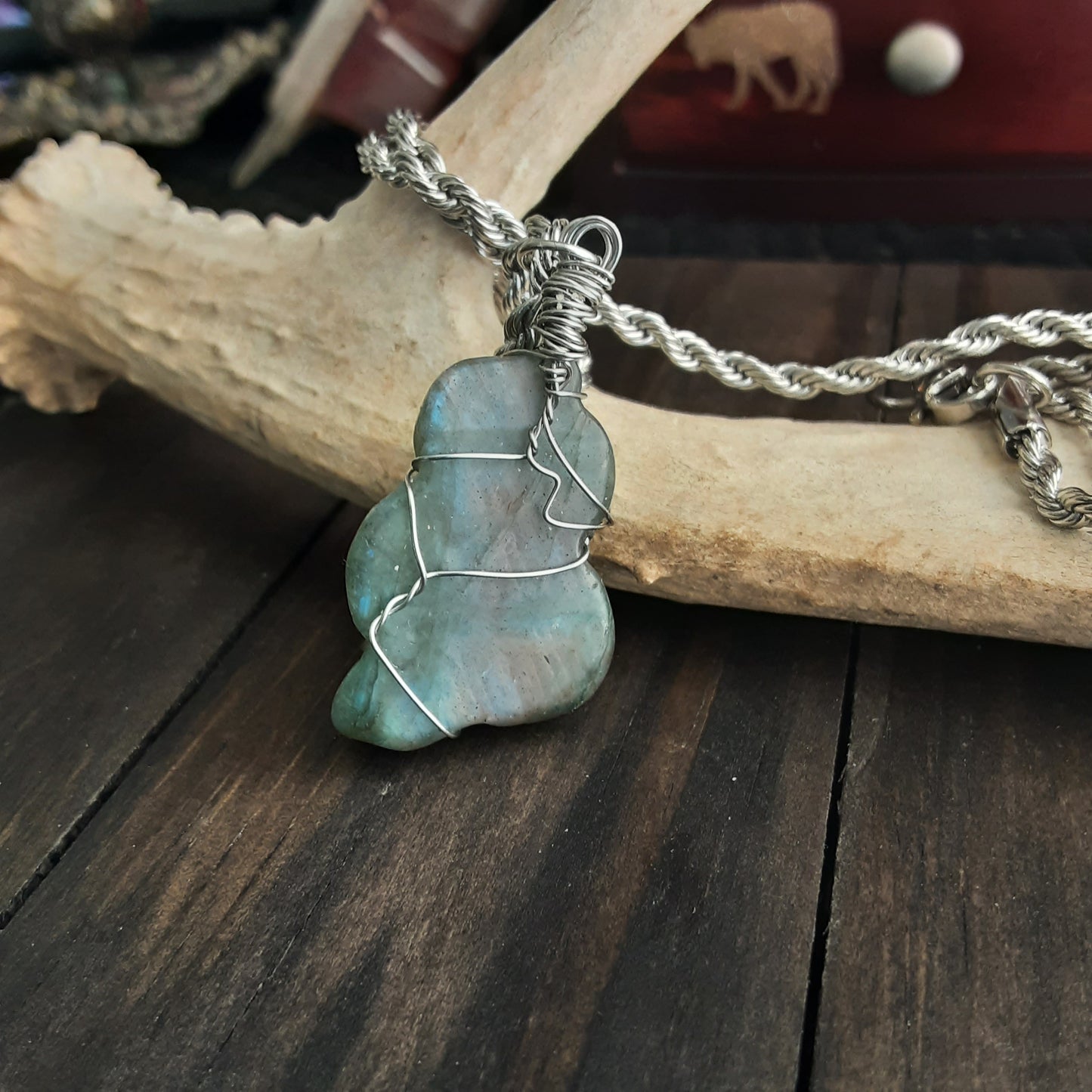 Labradorite snake necklace