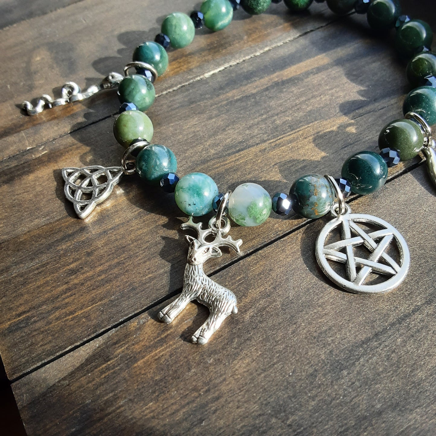 Cernunnos bracelet with Moss Agate