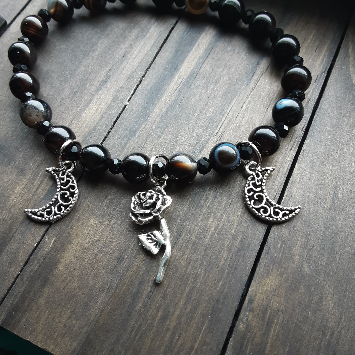 Rose and moon Agate bracelet