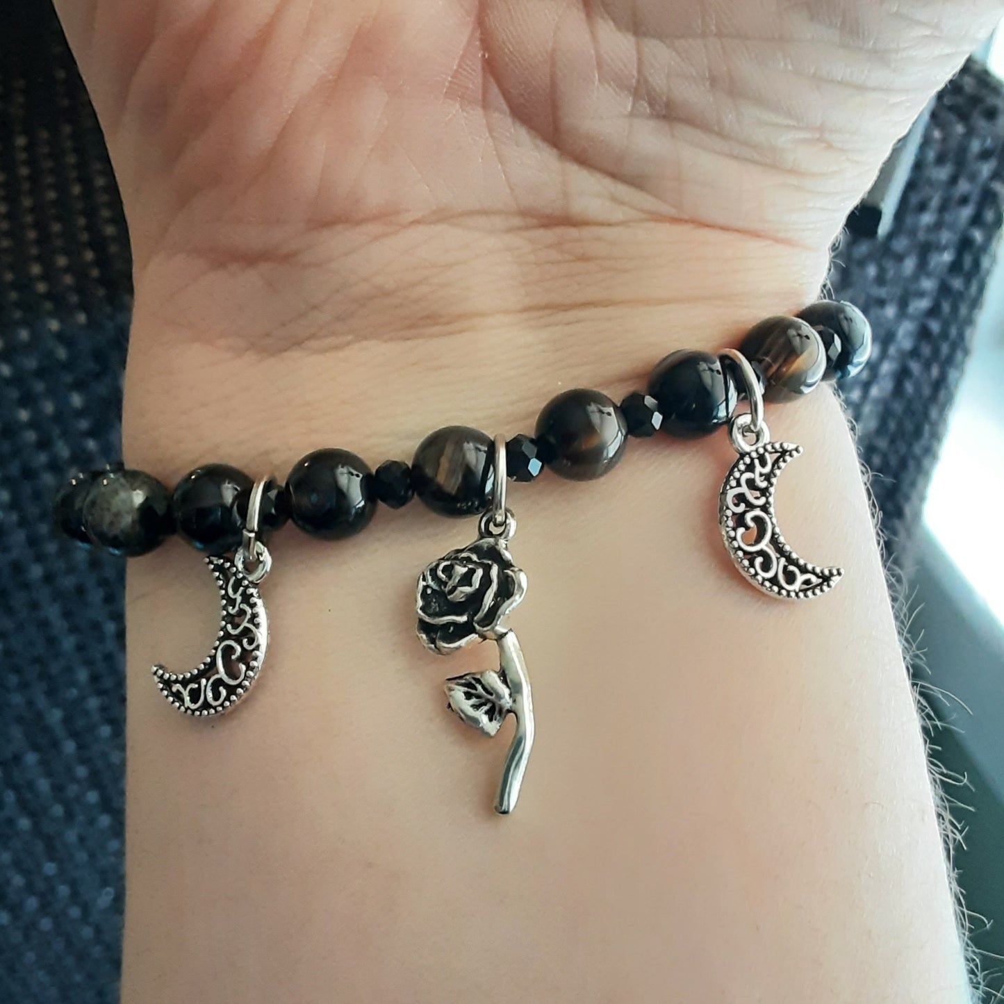 Rose and moon Agate bracelet