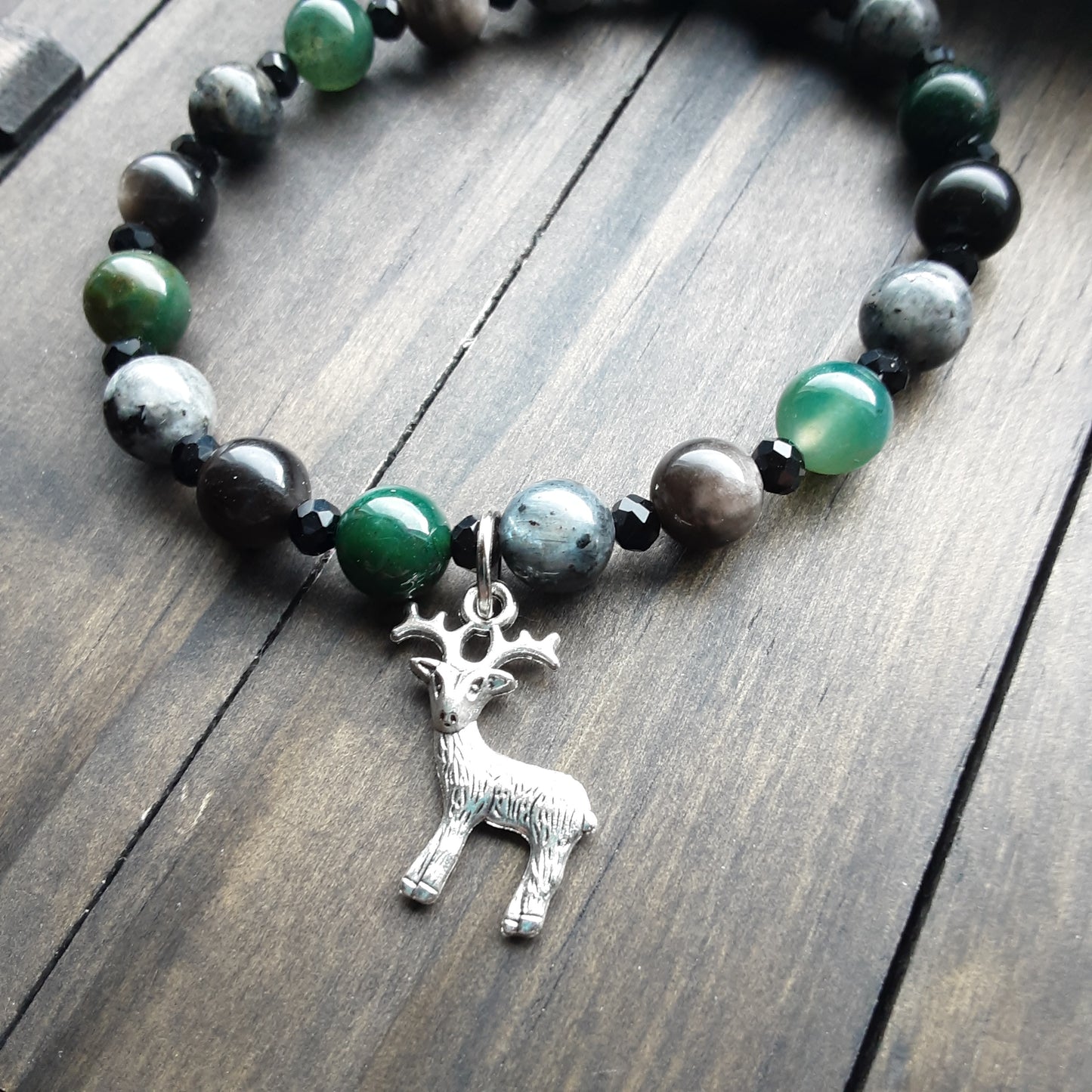 Stag bracelet with various gemstone