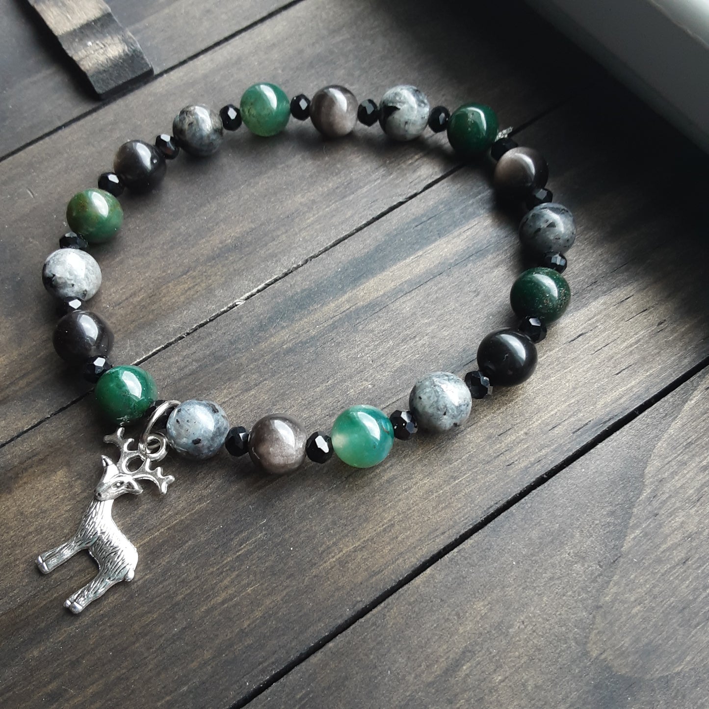 Stag bracelet with various gemstone