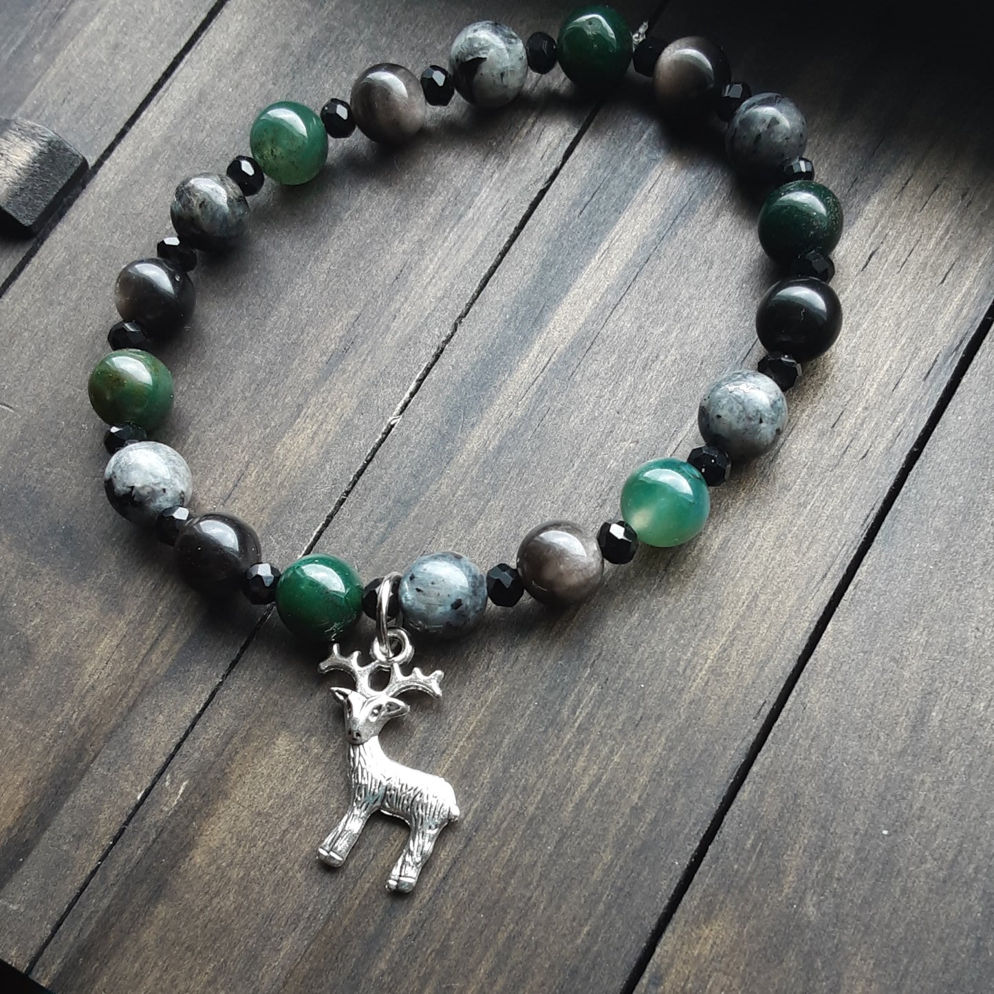 Stag bracelet with various gemstone