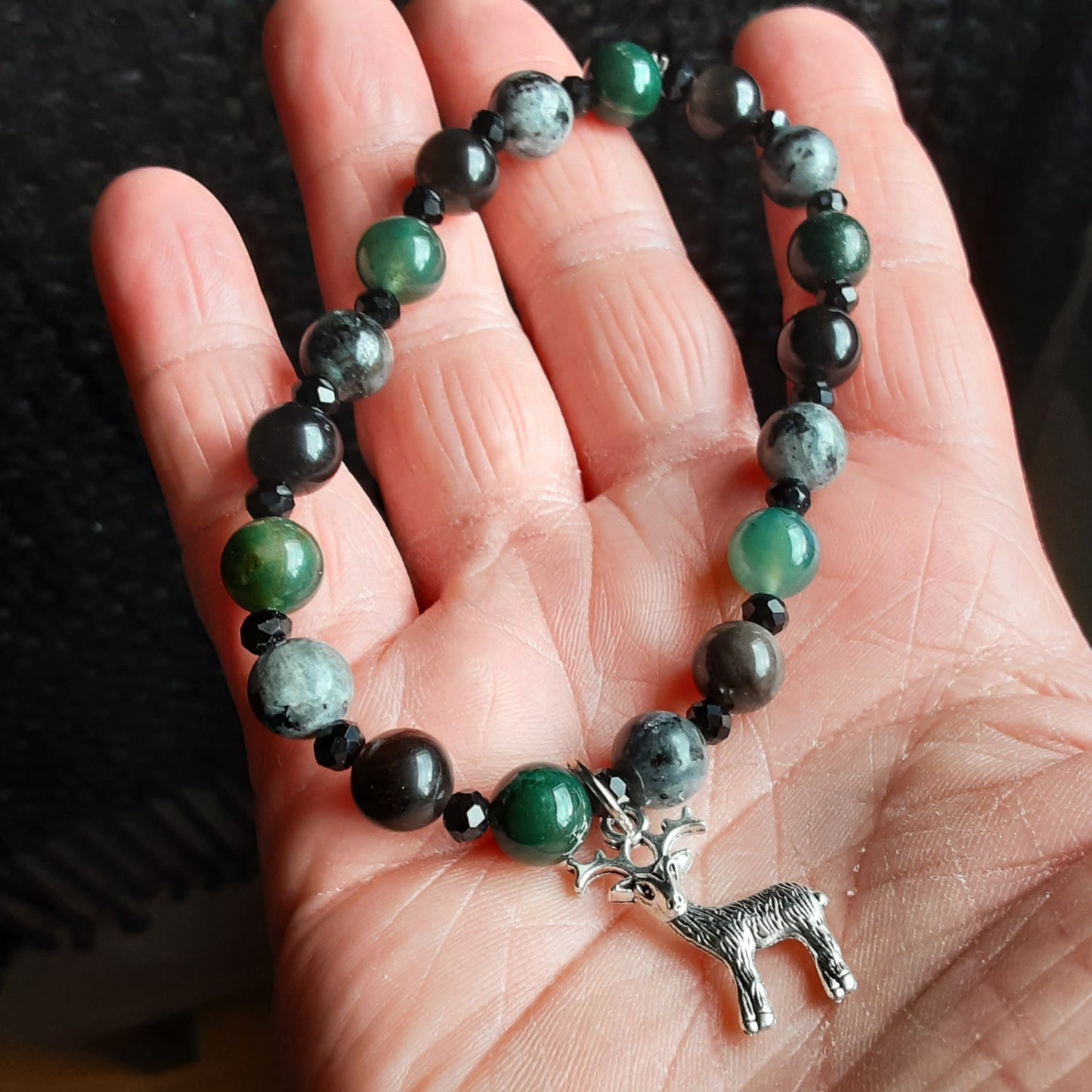 Stag bracelet with various gemstone