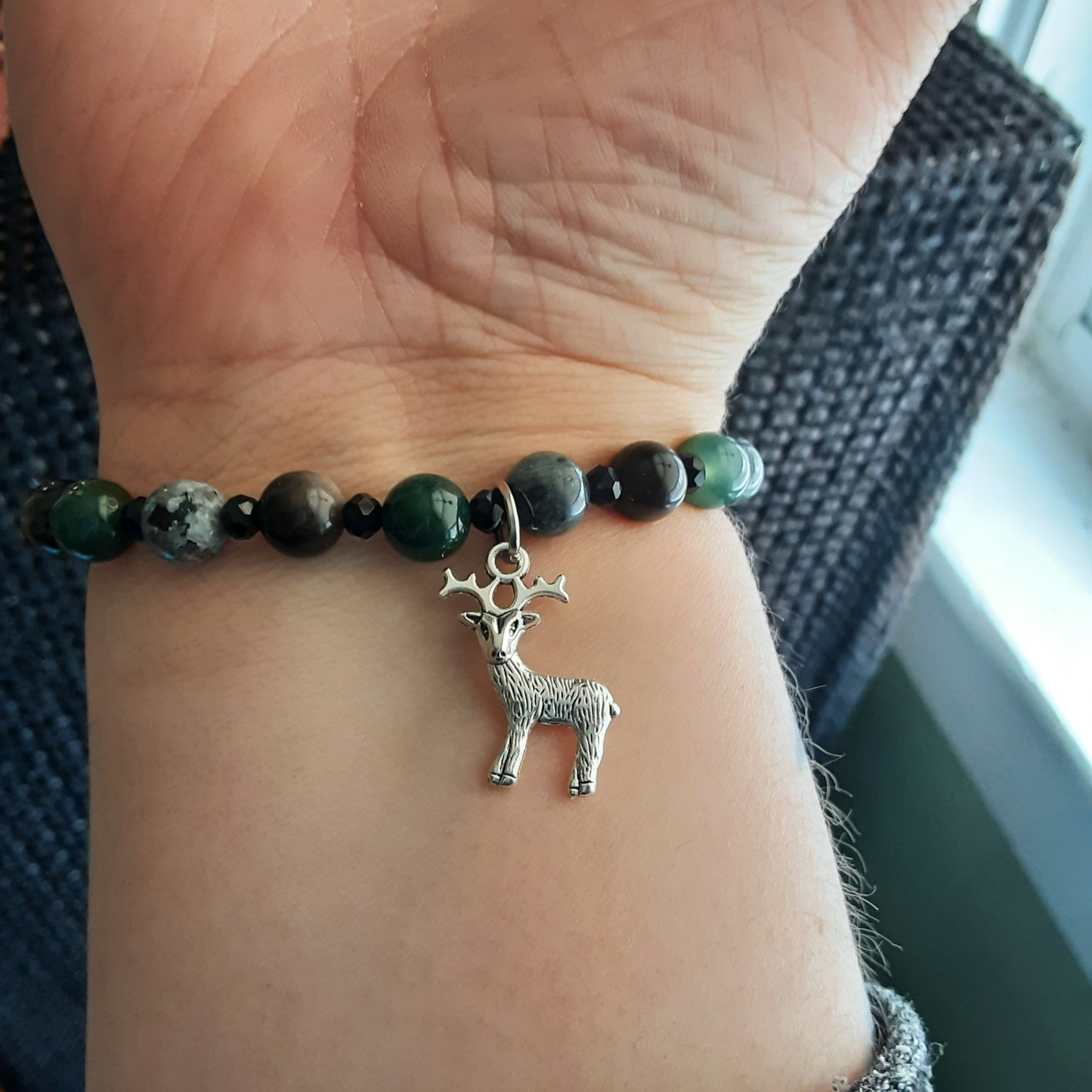 Stag bracelet with various gemstone