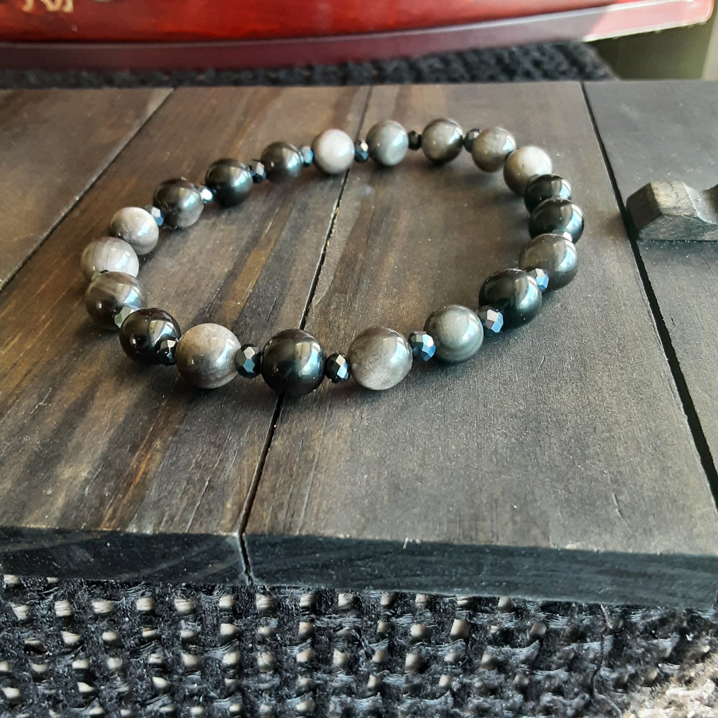 Silver sheen Obsidian bracelet