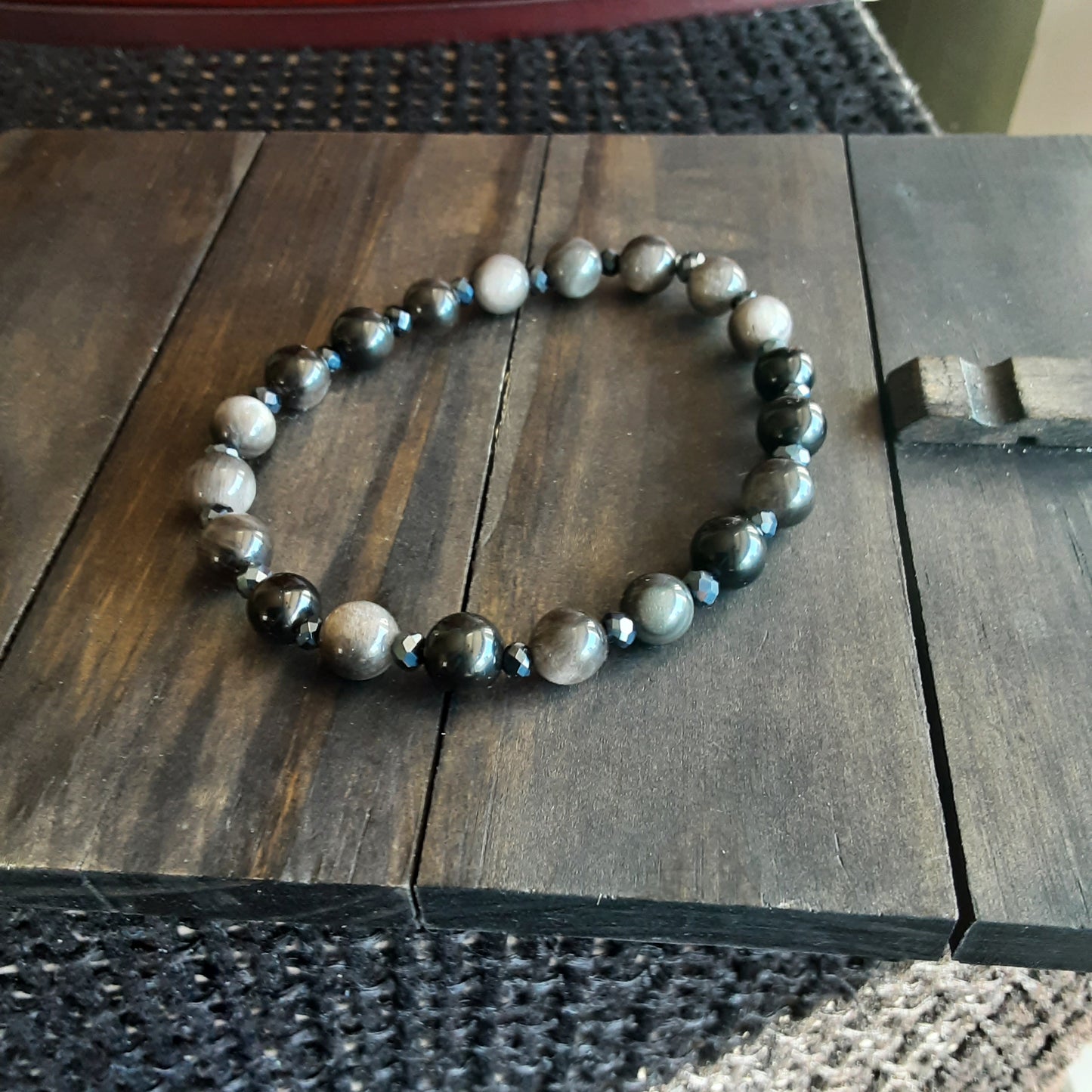 Silver sheen Obsidian bracelet