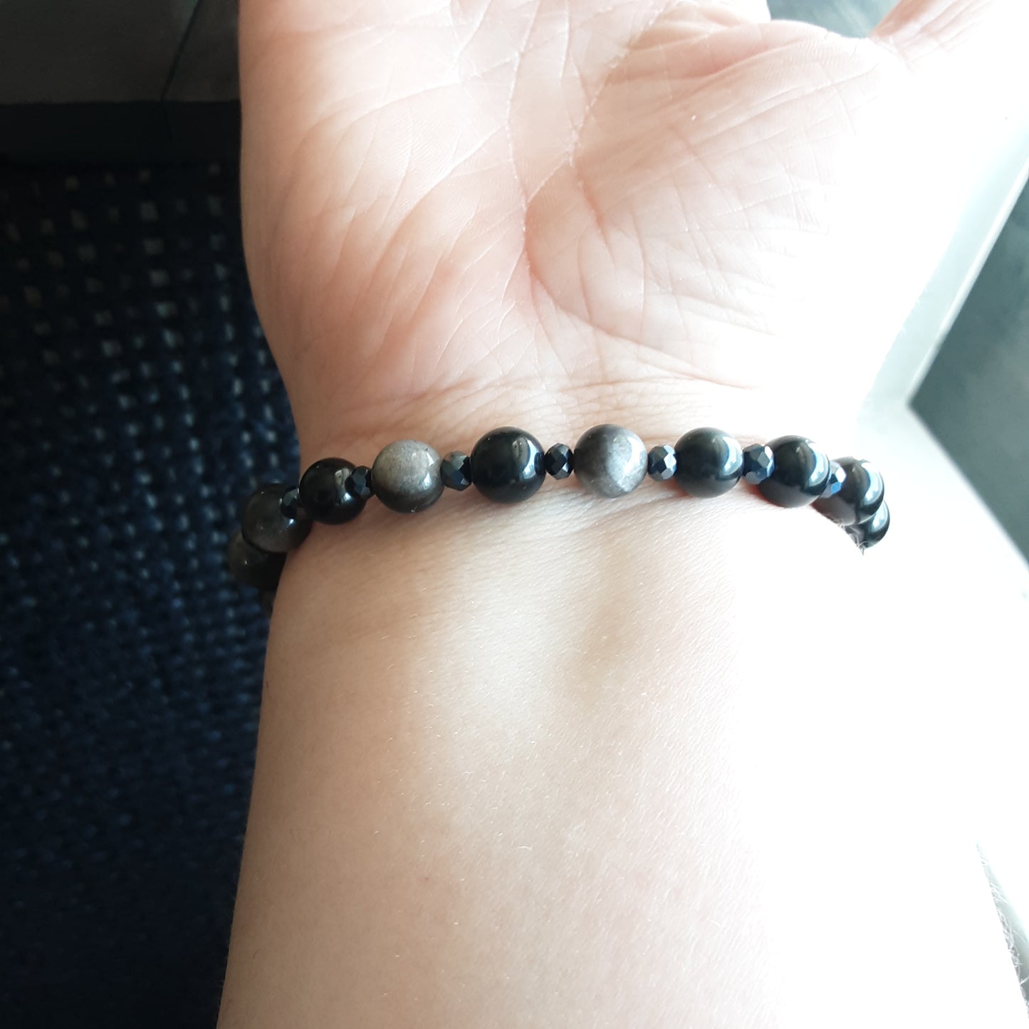 Silver sheen Obsidian bracelet