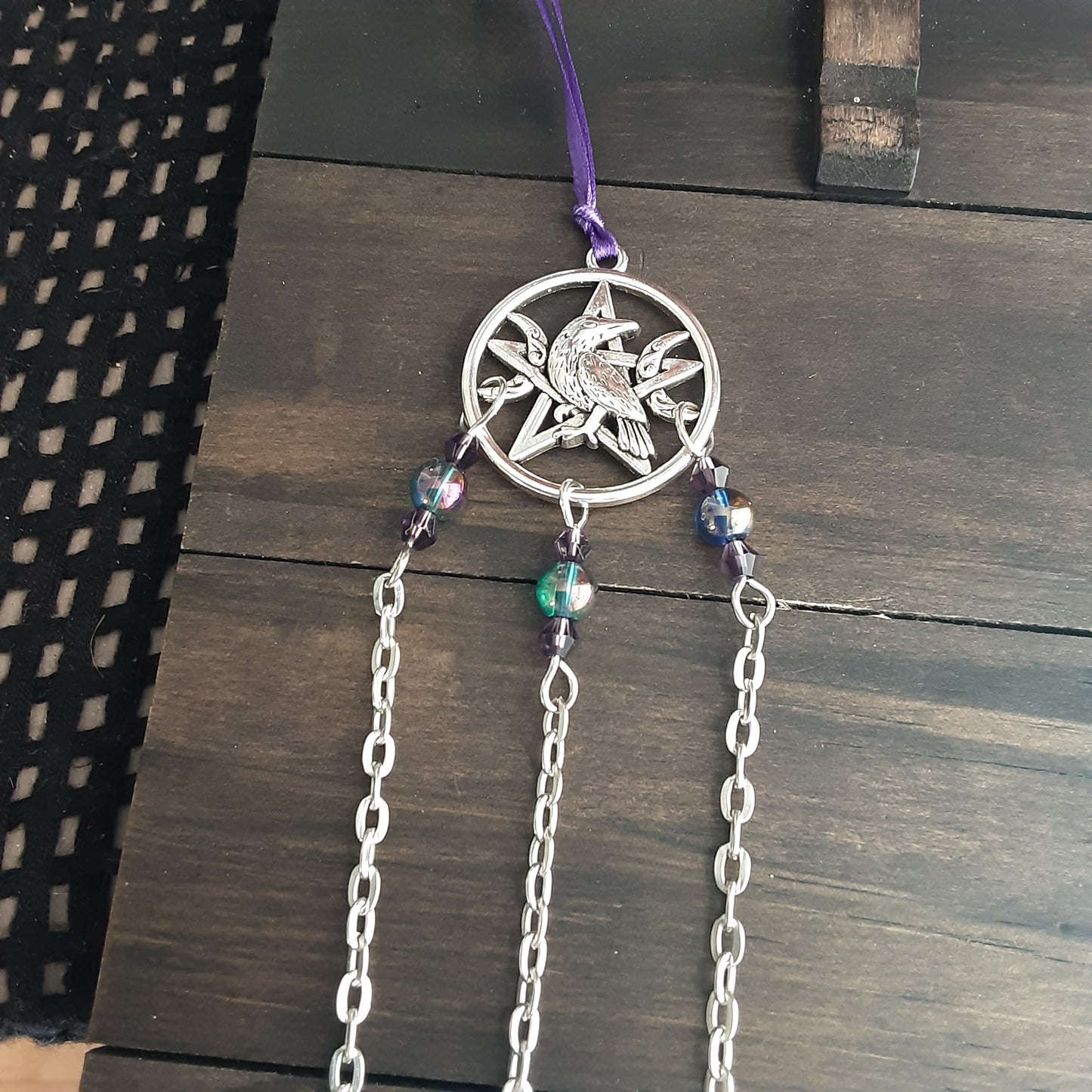 Raven and Triple Moon Goddess witch bells