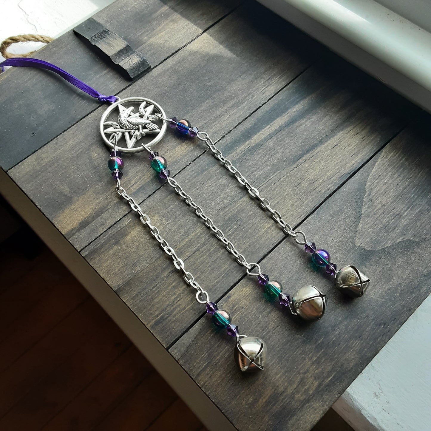 Raven and Triple Moon Goddess witch bells