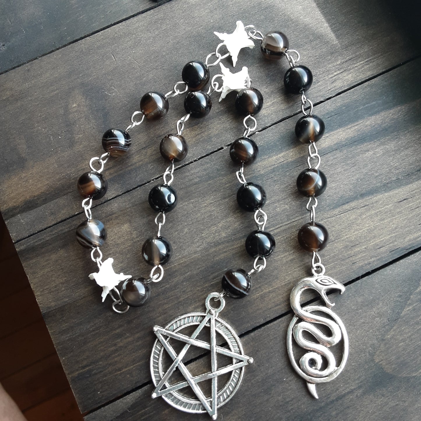 Prayer beads with snake vertebrae