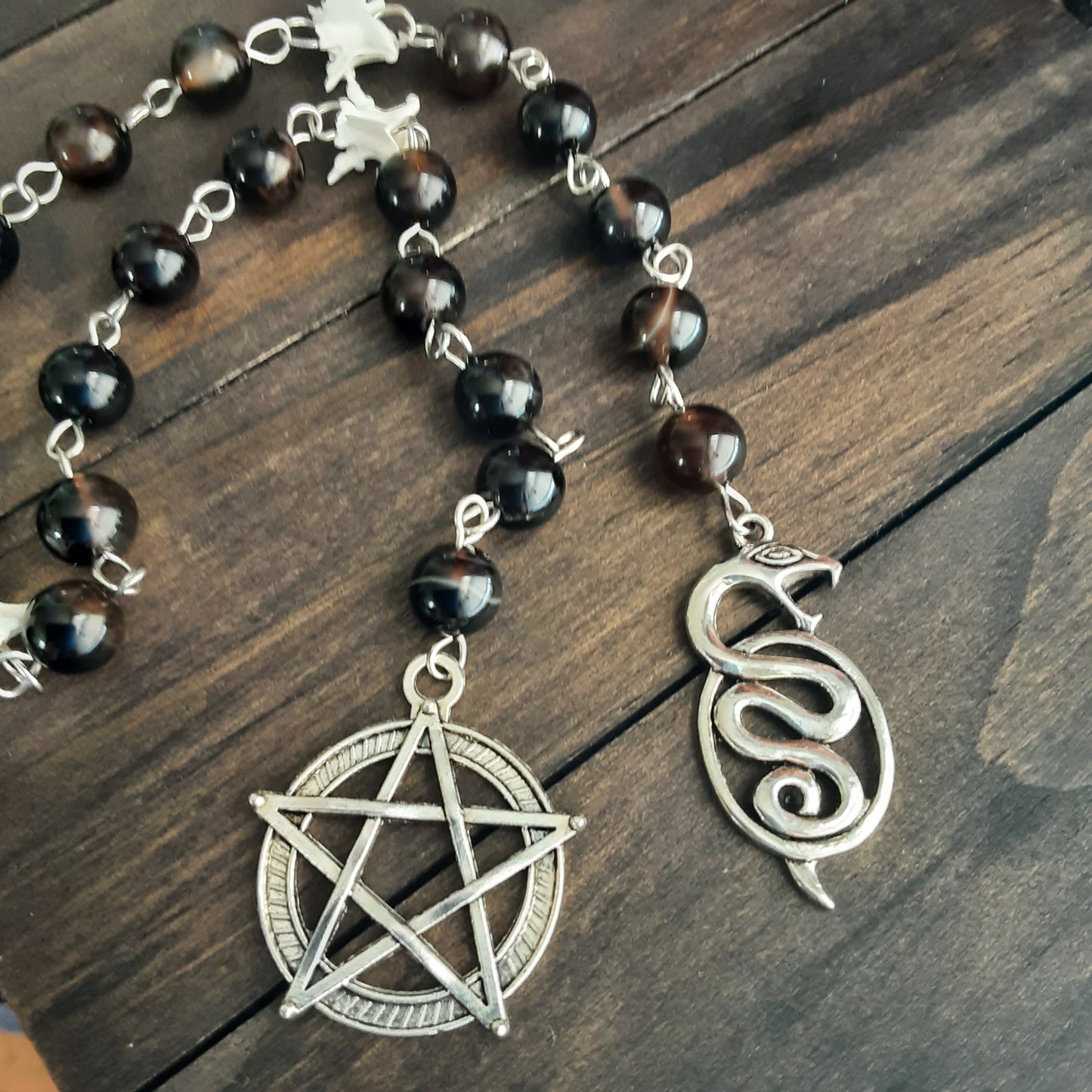 Prayer beads with snake vertebrae