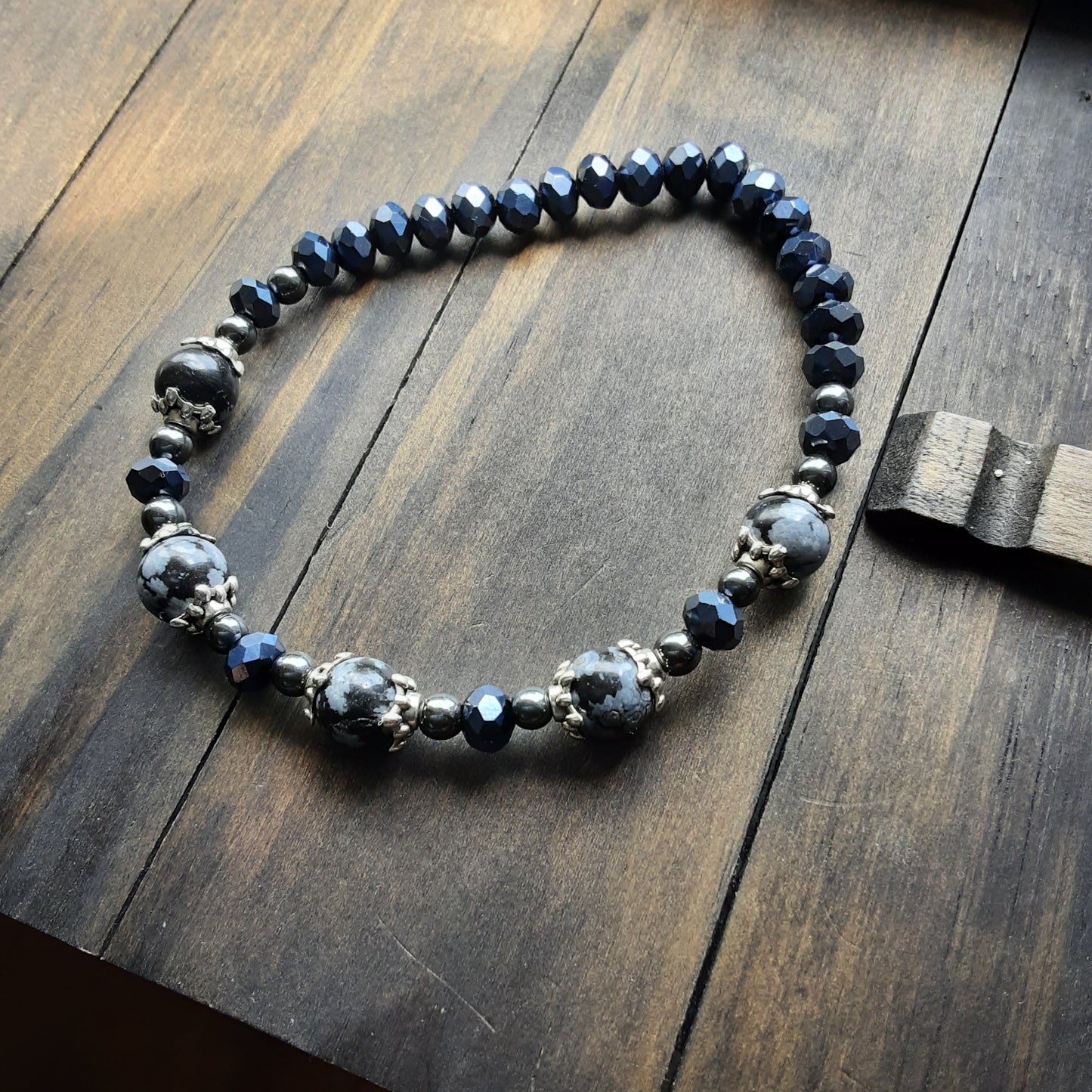 Snowflake Obsidian bracelet