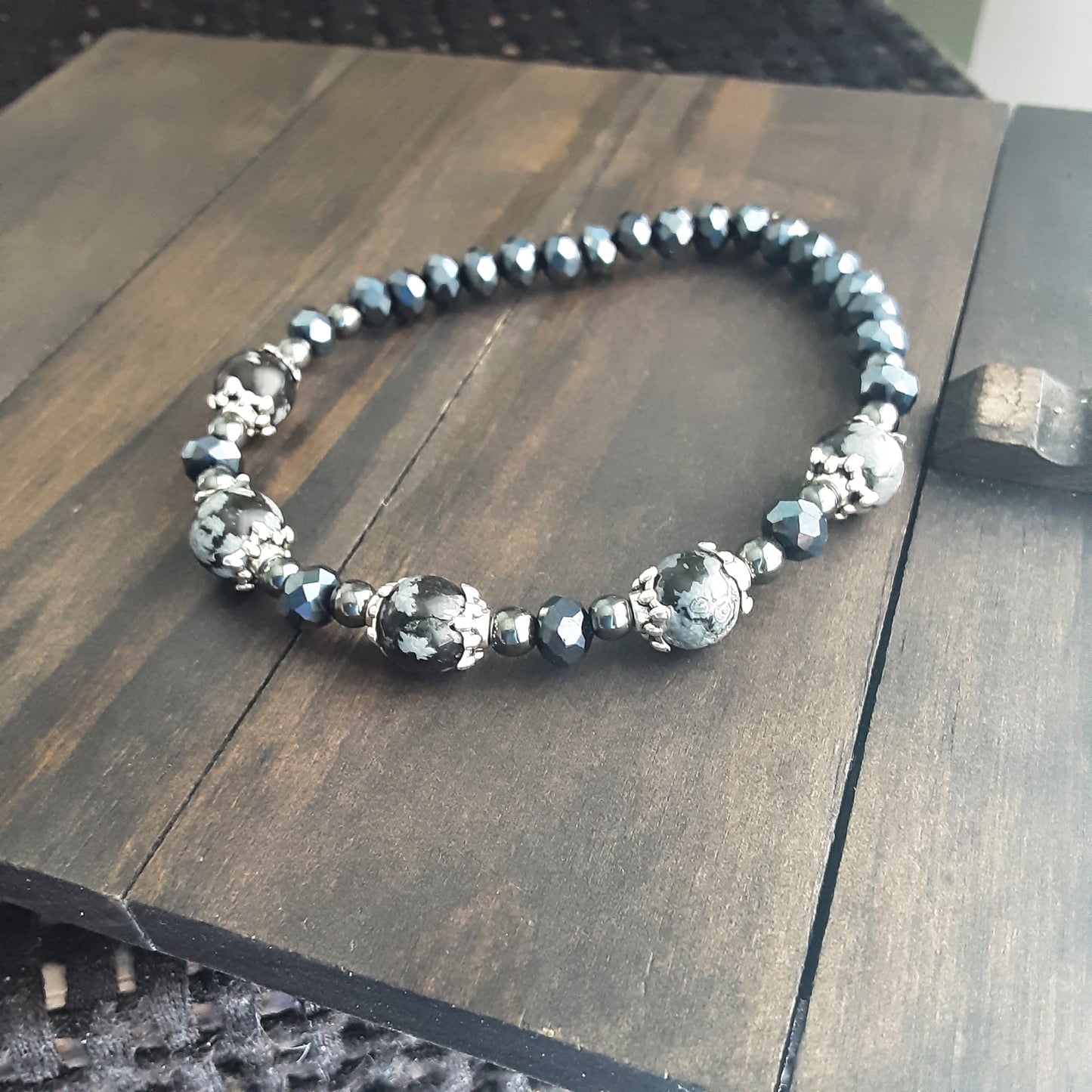 Snowflake Obsidian bracelet