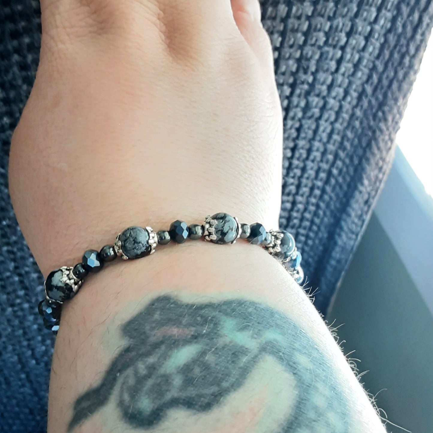 Snowflake Obsidian bracelet