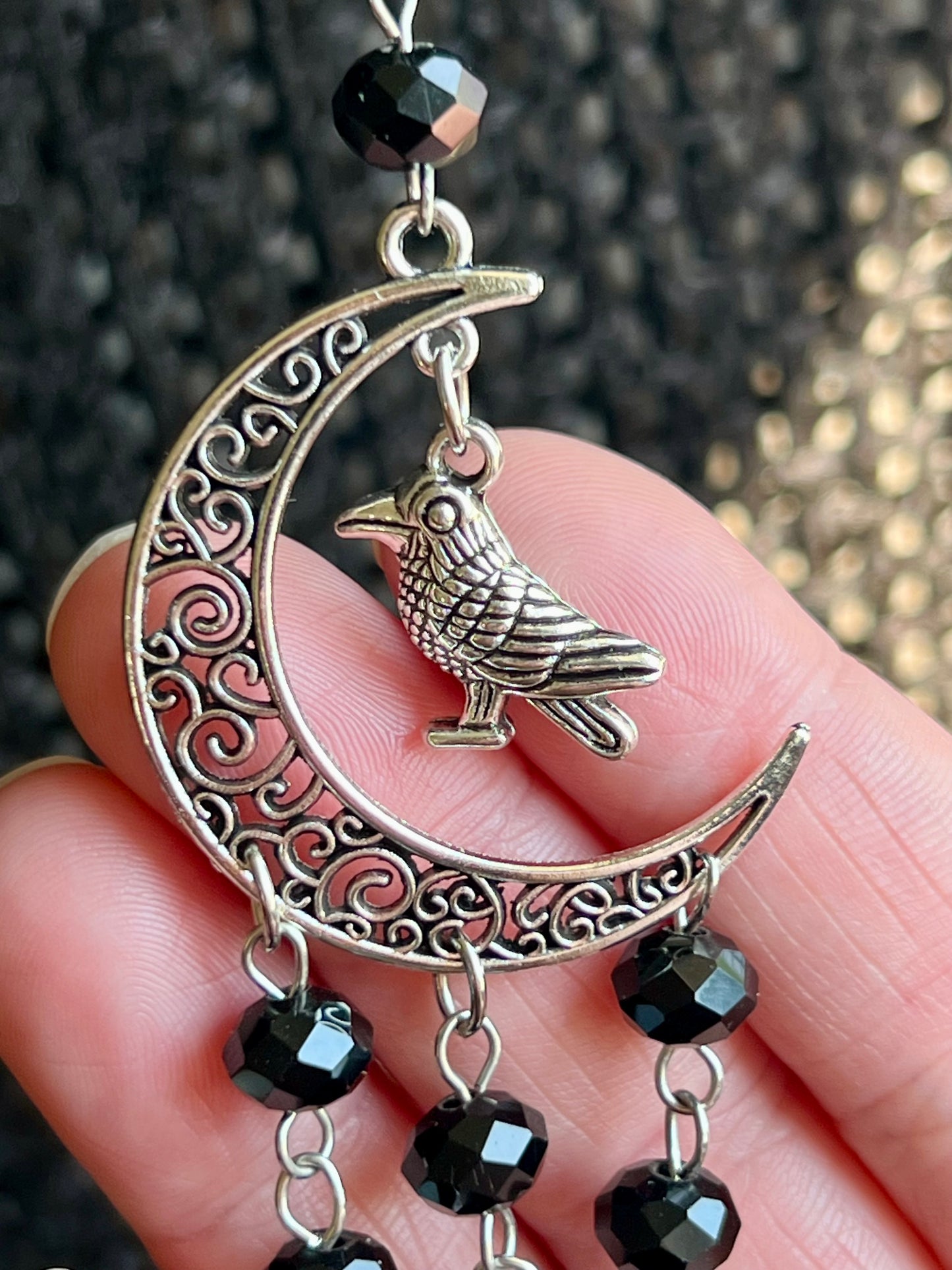 Raven and black crystal witch bells