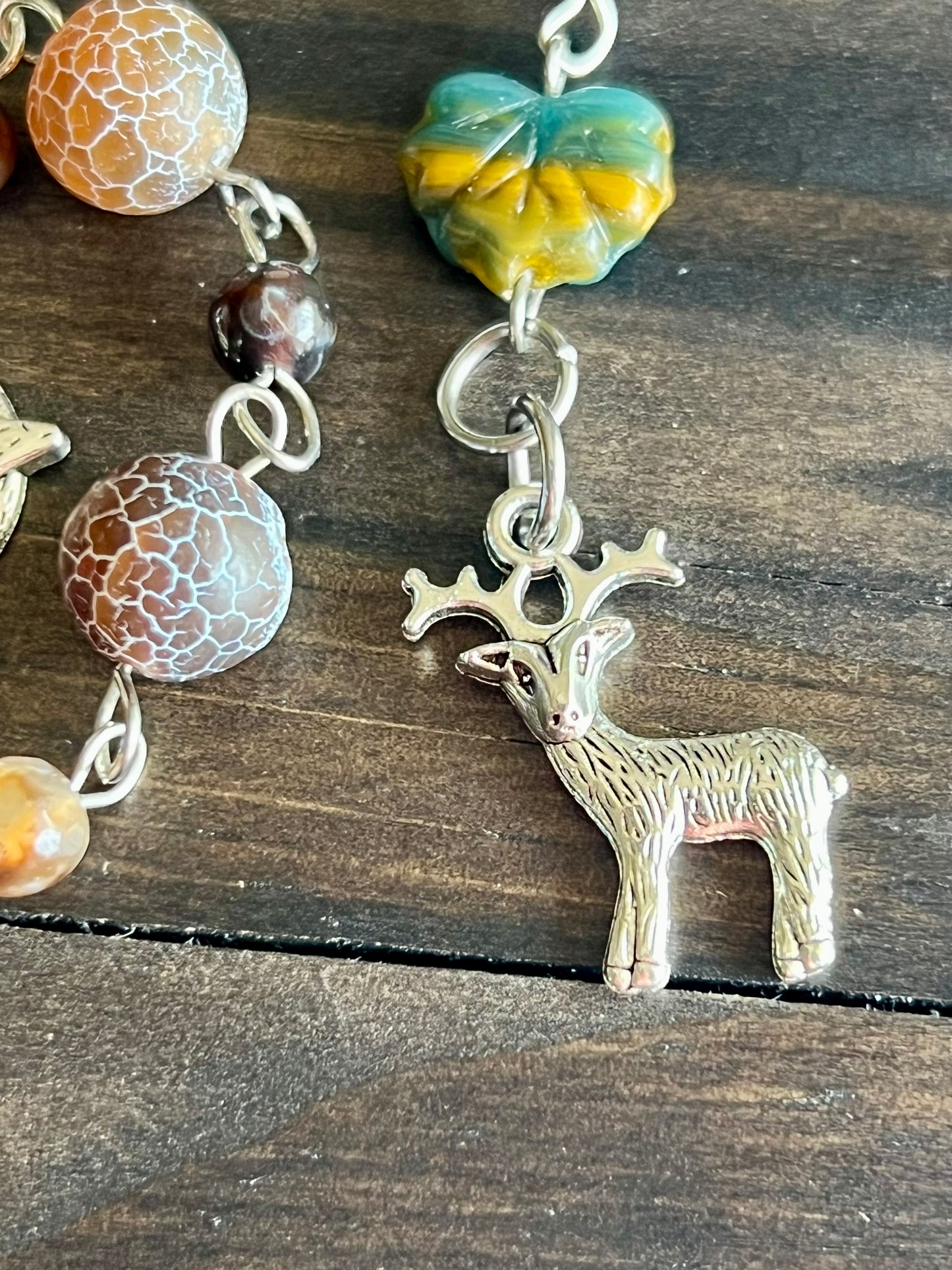 Deer prayer beads with crackle Agate