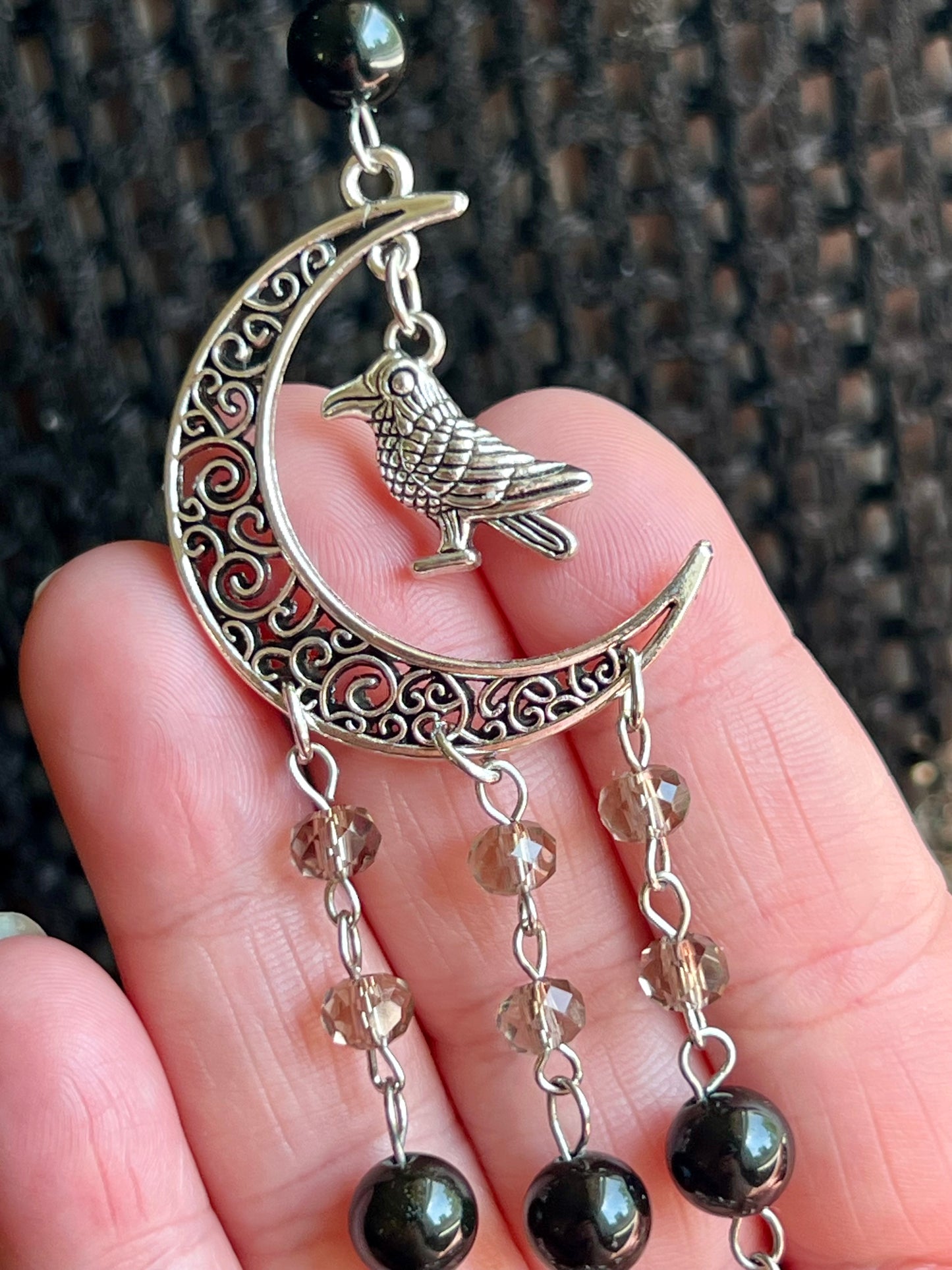 Raven and grey crystal witch bells
