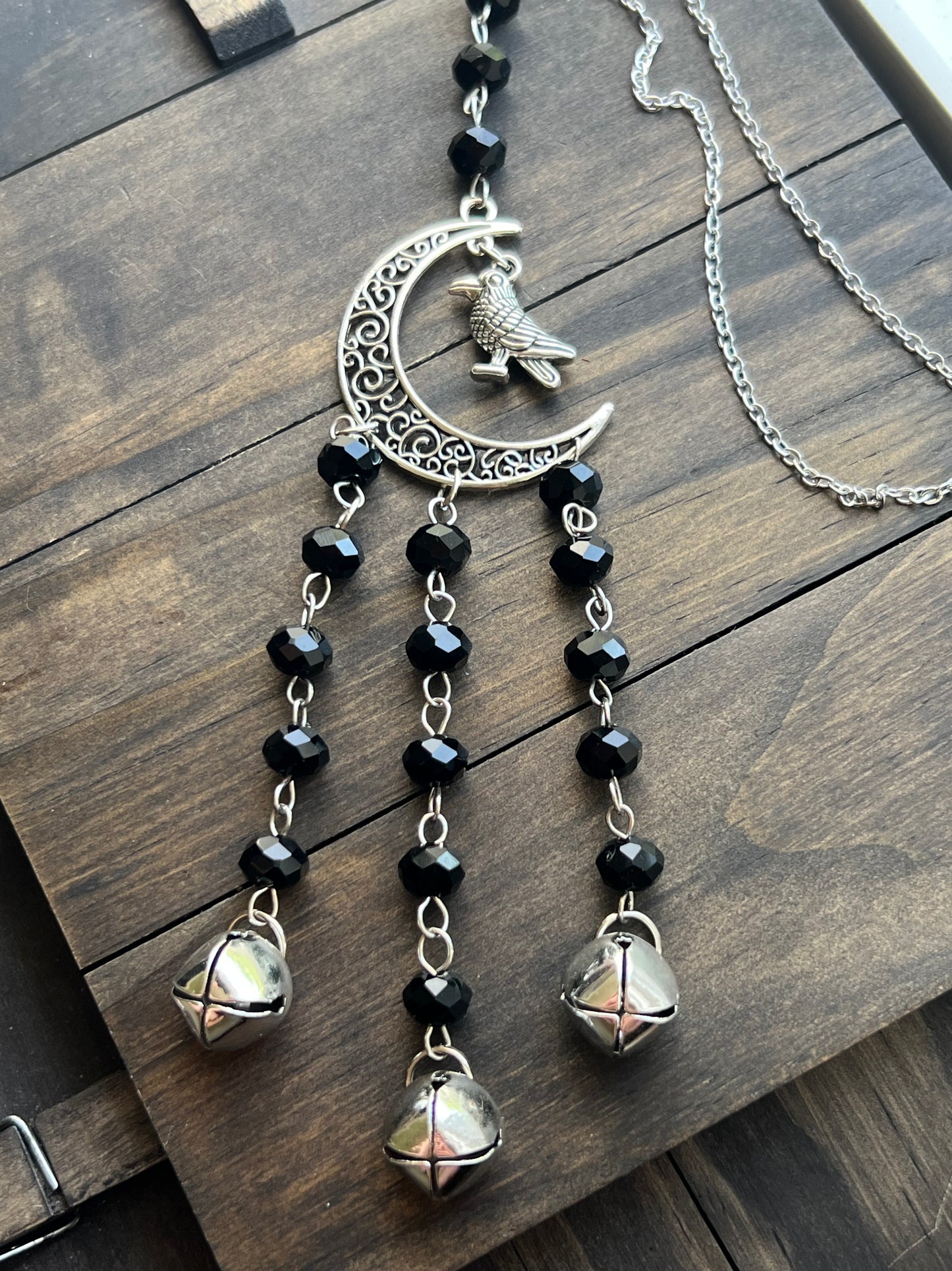 Raven and black crystal witch bells