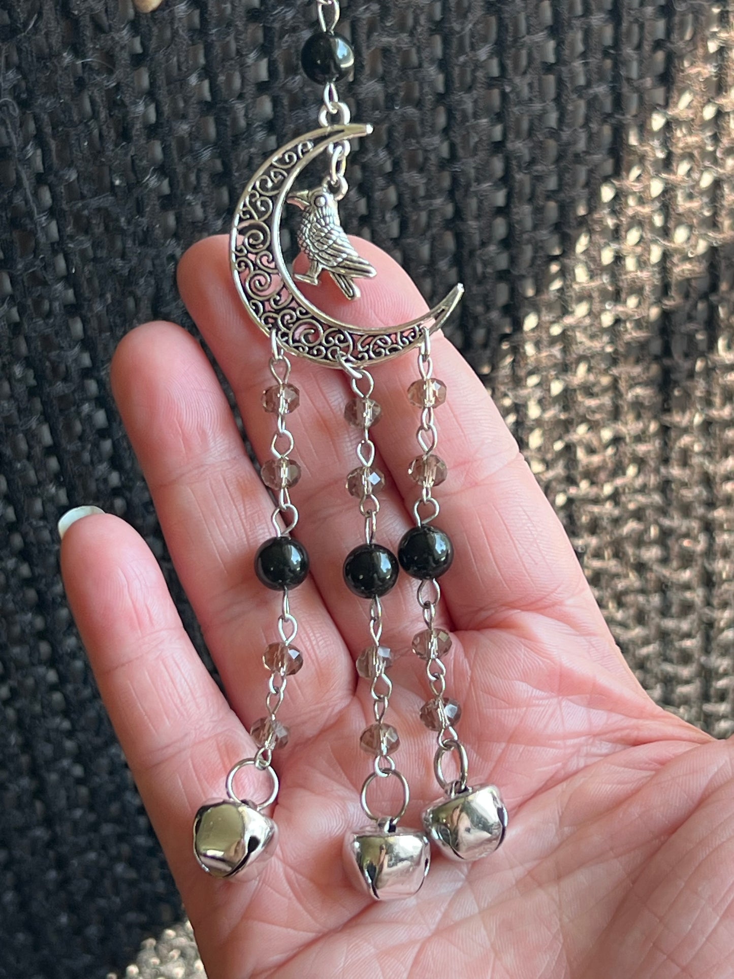 Raven and grey crystal witch bells