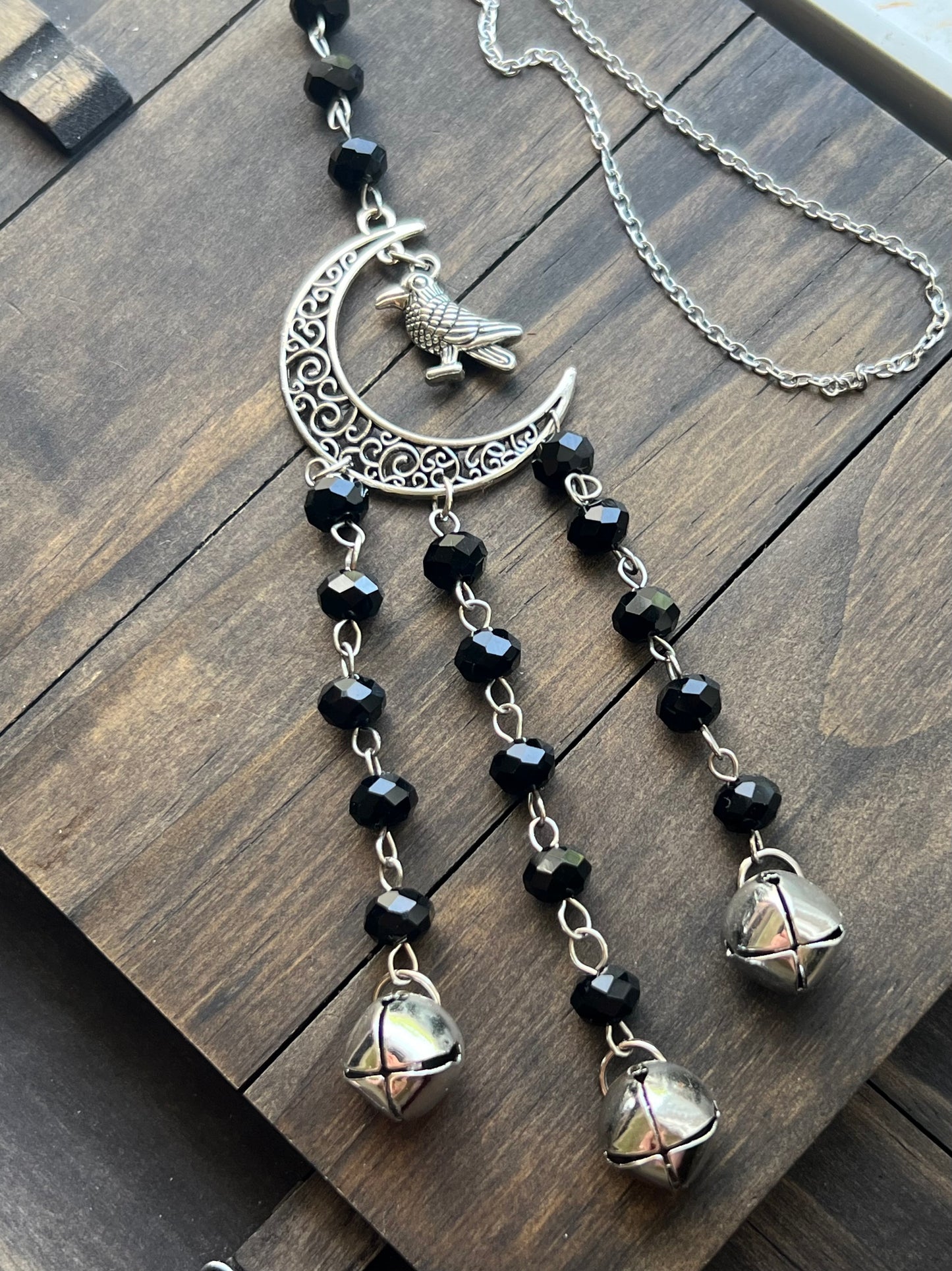 Raven and black crystal witch bells