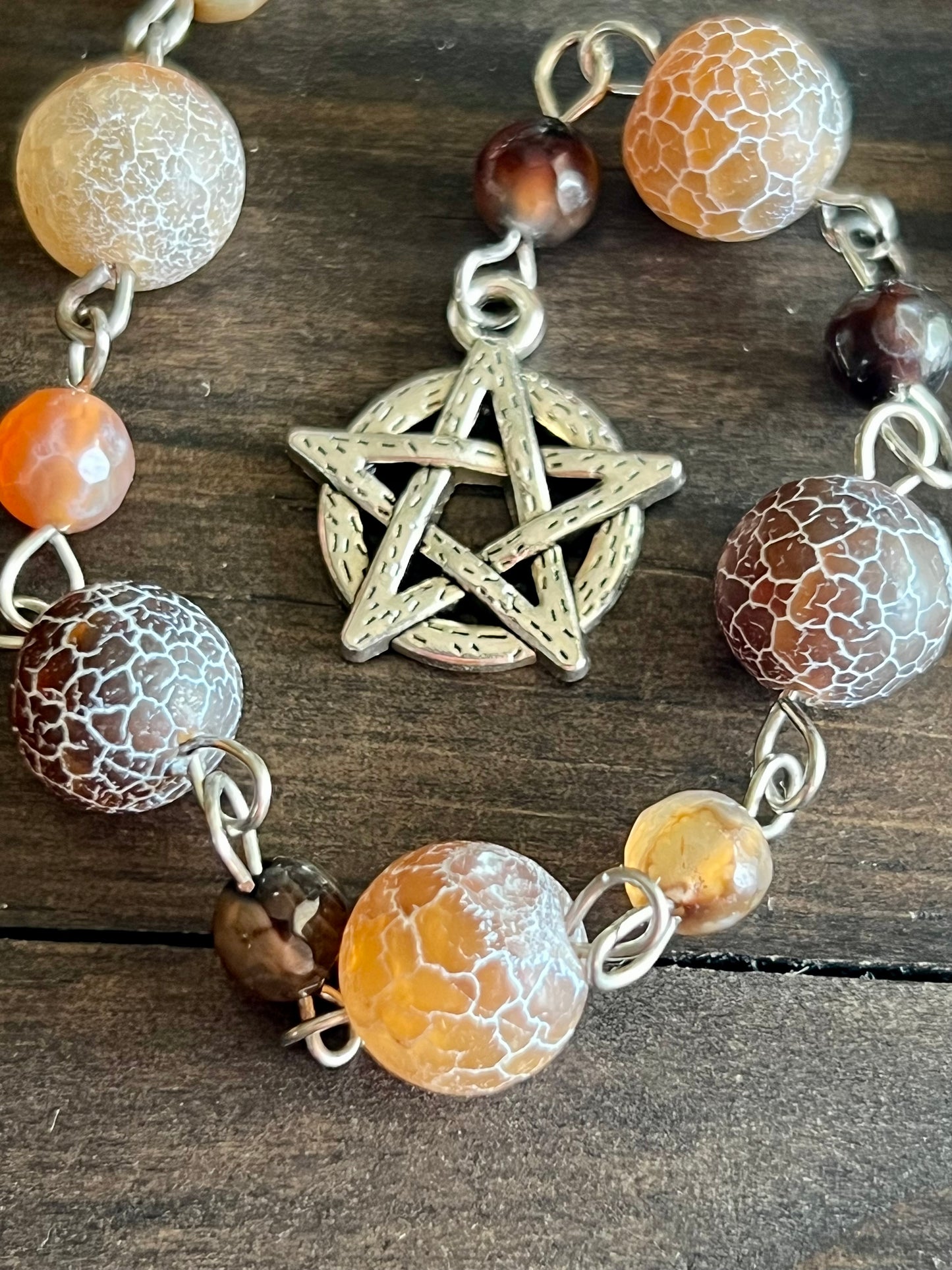 Deer prayer beads with crackle Agate