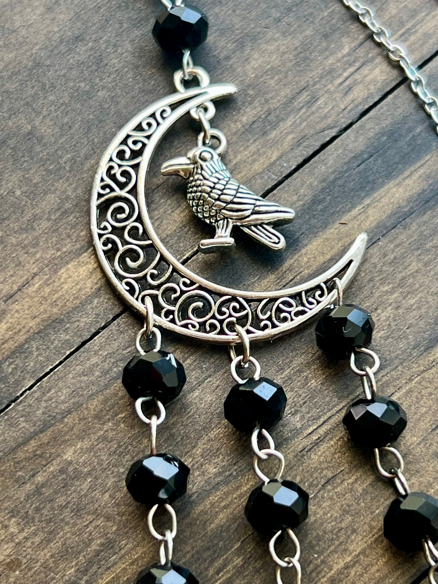 Raven and black crystal witch bells