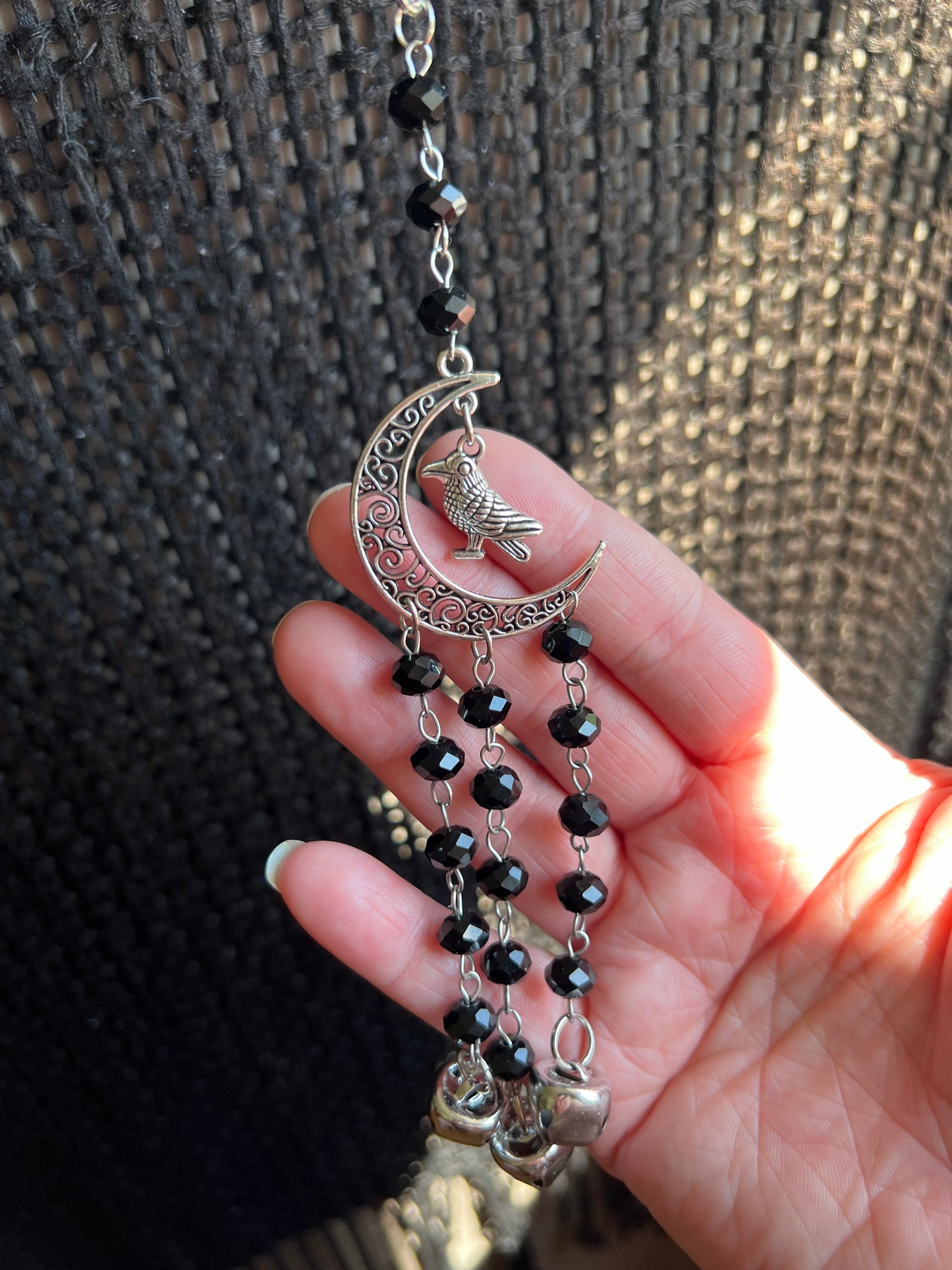 Raven and black crystal witch bells
