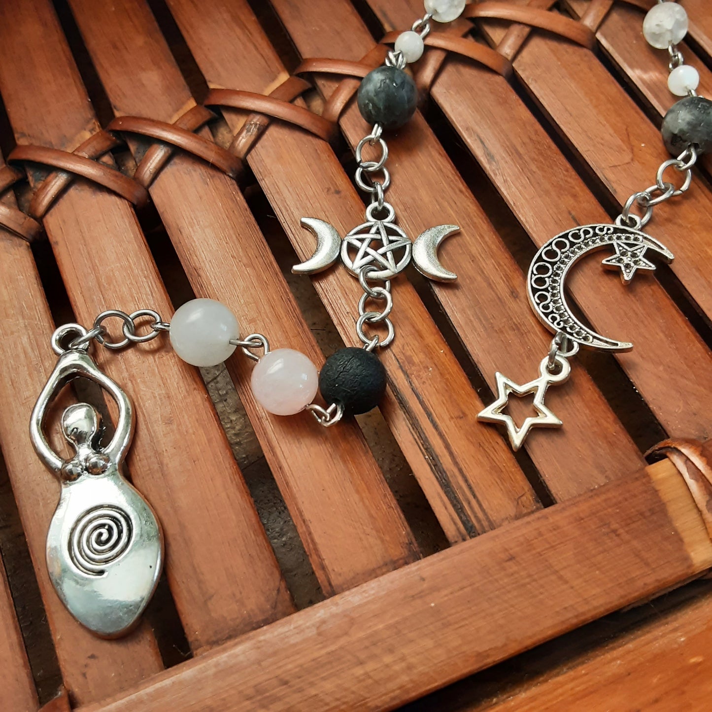 Triple Moon Goddess pendulum or prayer ladder