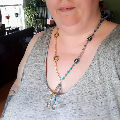 Sun and moon prayer beads necklace