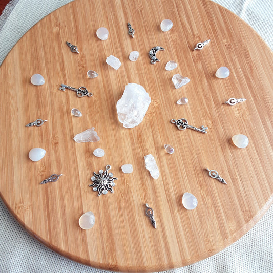 Moon Goddess altar decor set, crystal grid