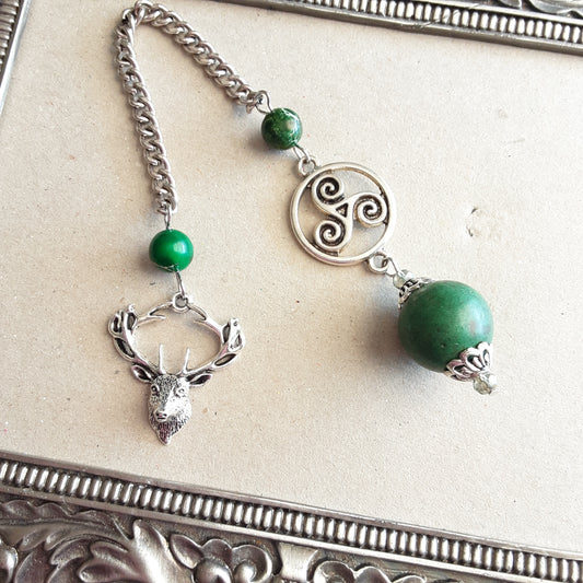 Cernunnos pendulum with green Jasper