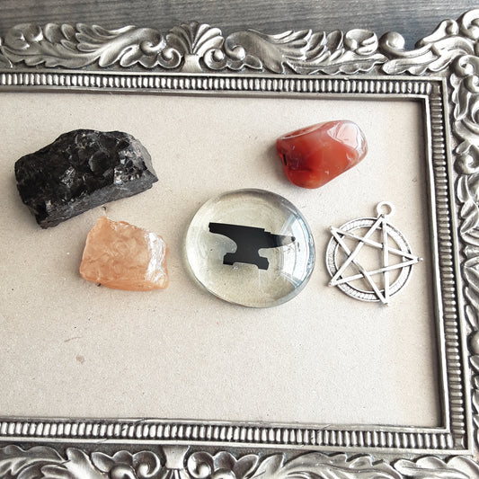 Hephaestus altar decor with coal