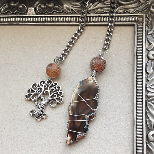 Agate pendulum with tree