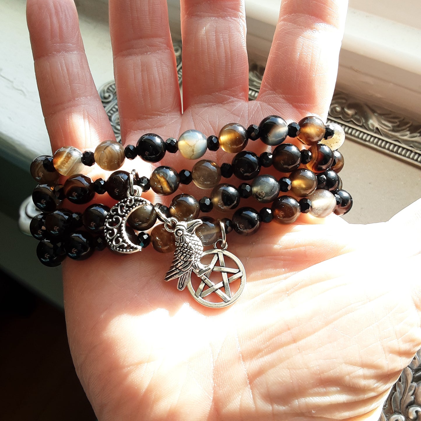 Black Agate stretch bracelet