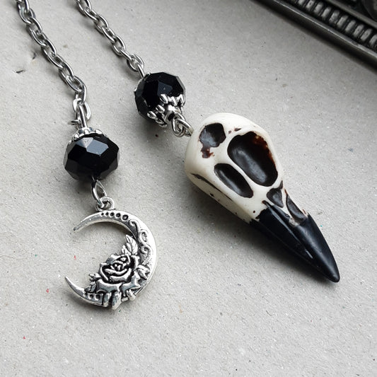 Raven skull pendulum