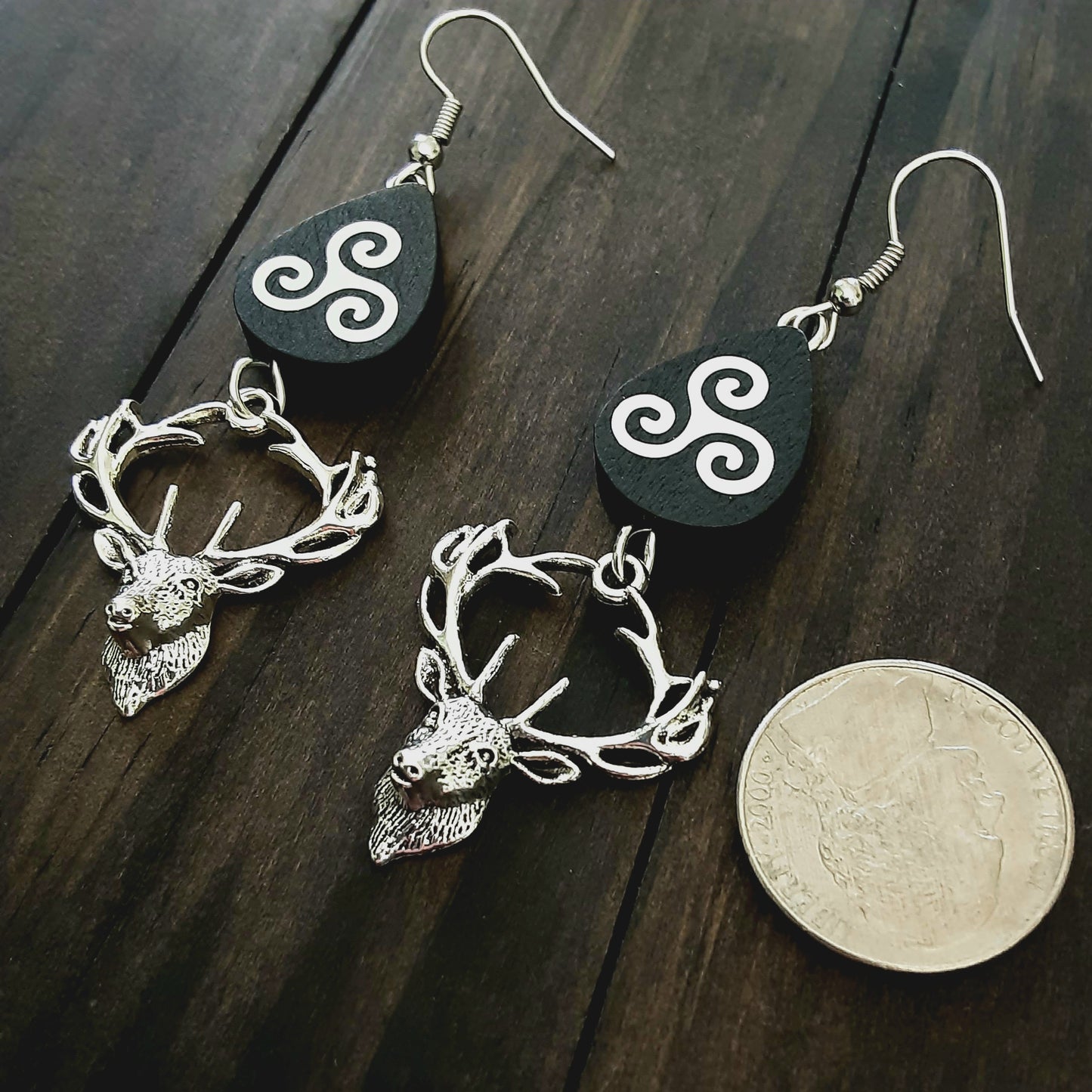 Cernunnos earrings Triskele Deer Stag God Pagan Jewelry Celtic God
