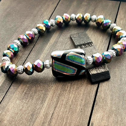 Dark rainbow stretch bracelet