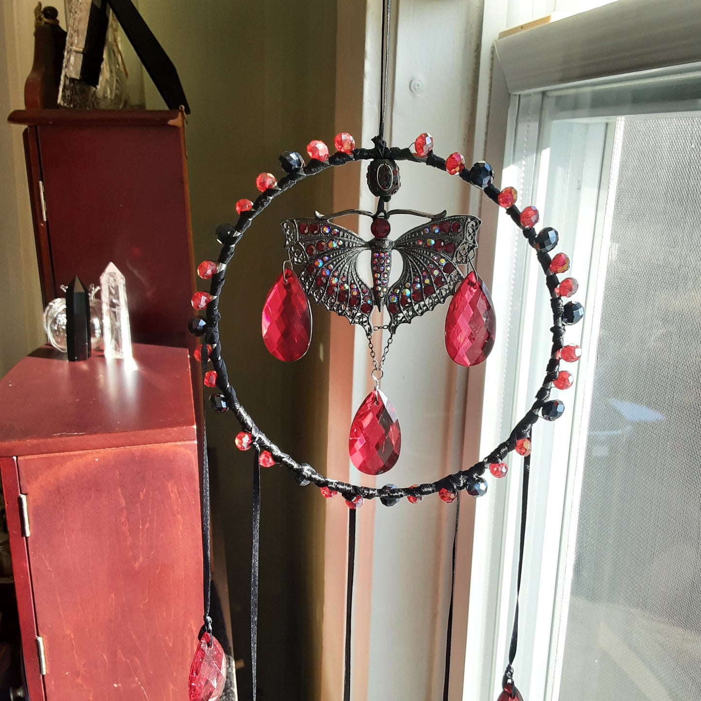 Gothic butterfly suncatcher Red and black
