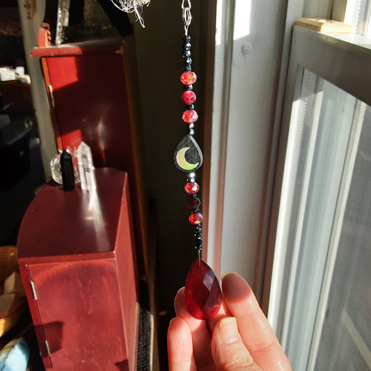 Gothic suncatcher Moon red and black