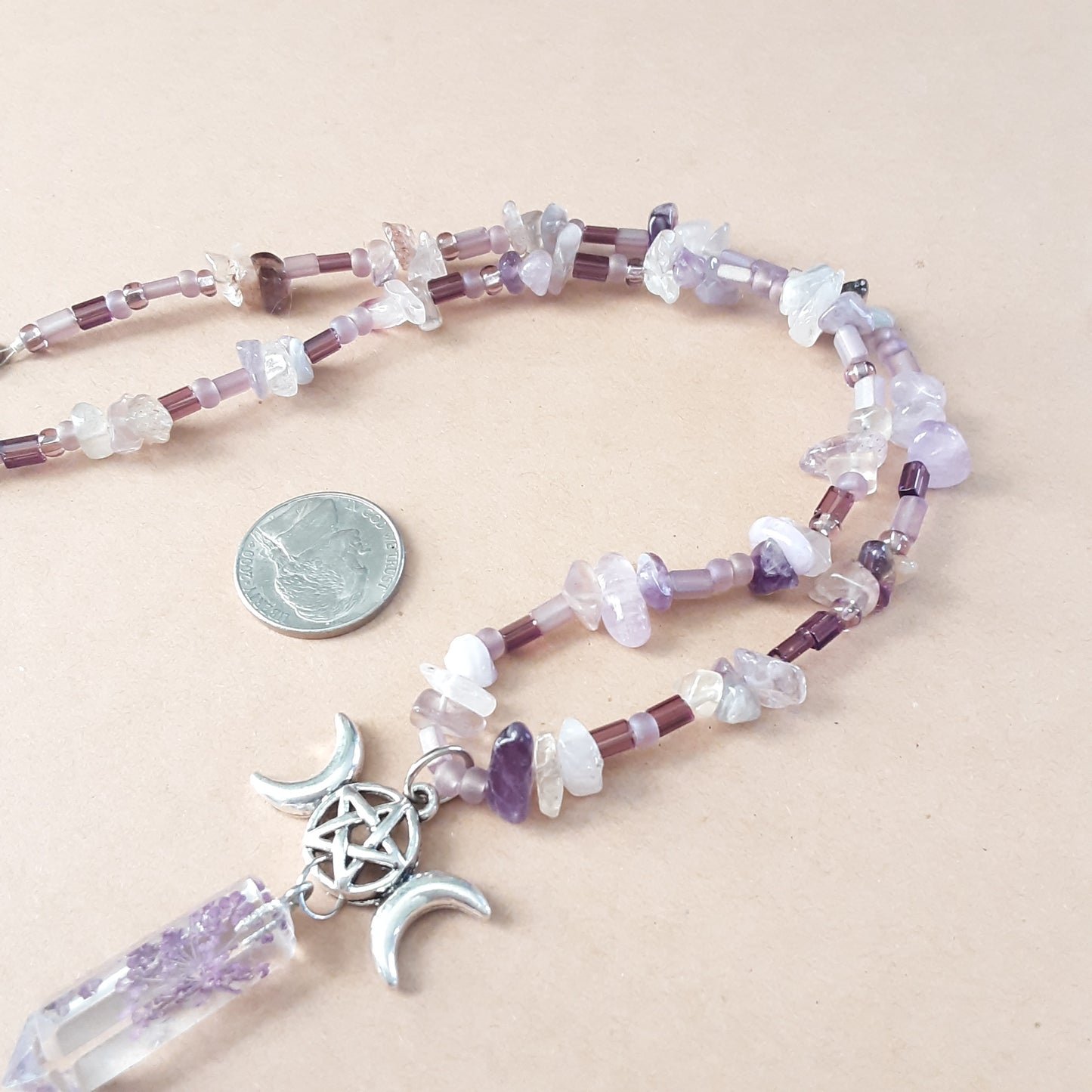 Spring Goddess Necklace with Fluorite gemstone chips