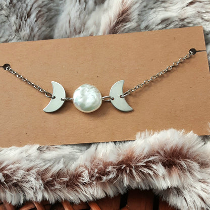 Moon phase anklet Witchy Triple Moon Goddess inspired