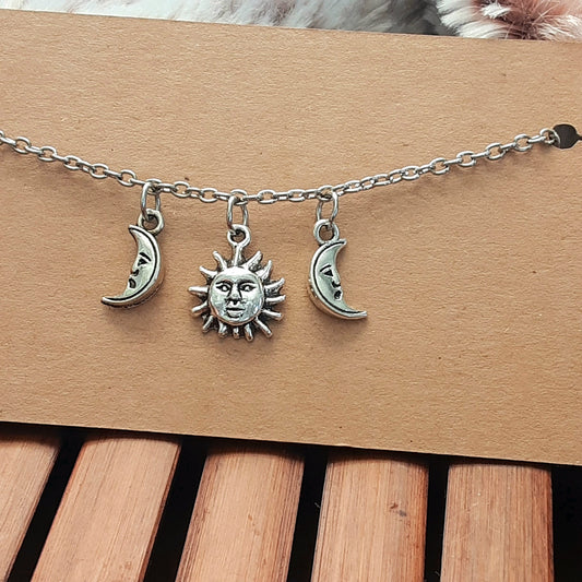 Moon and sun anklet