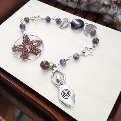 Amethyst prayer beads with crystal pentacle