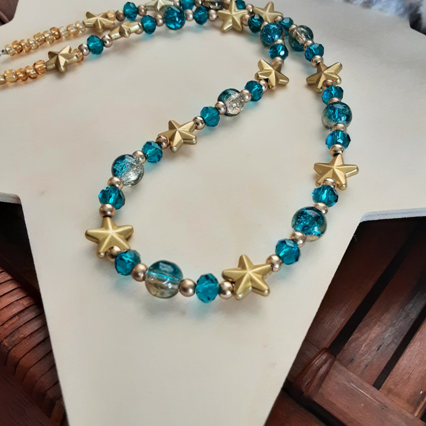 Gold and blue star necklace