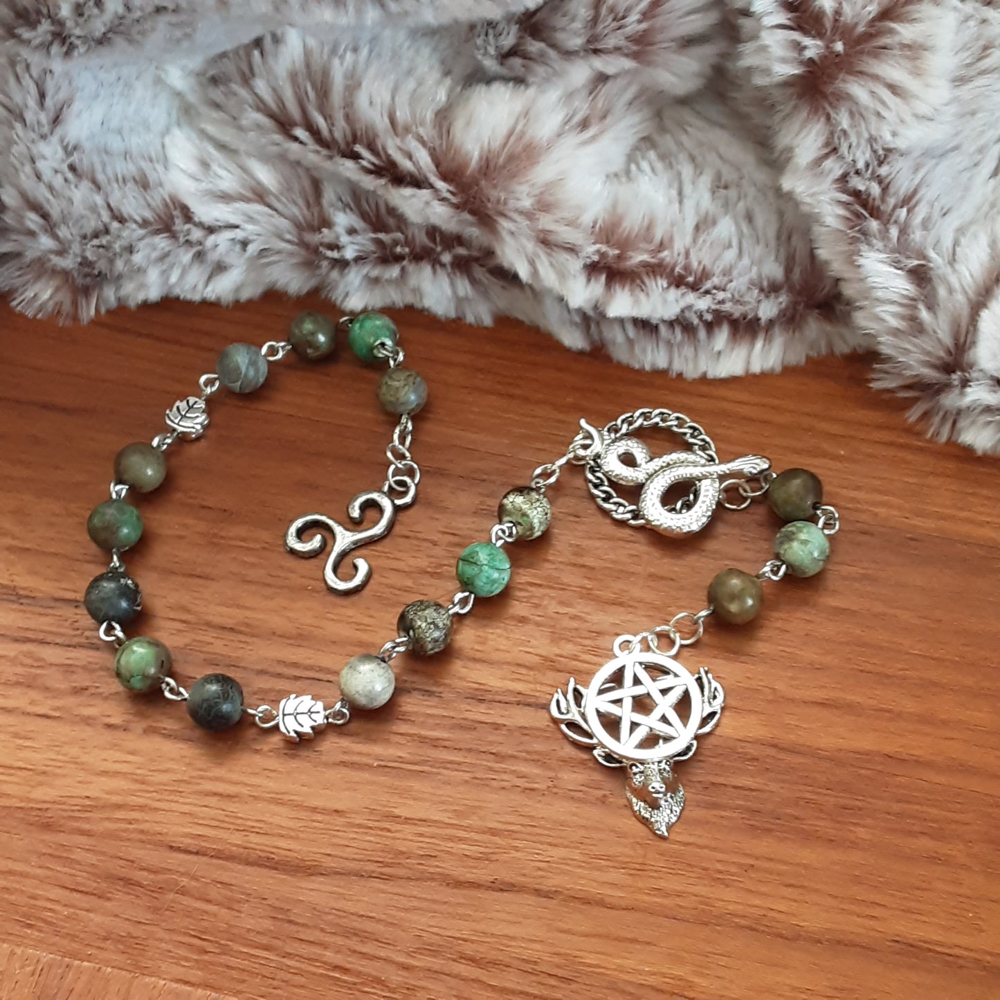 Cernunnos Prayer beads with Agate gemstone