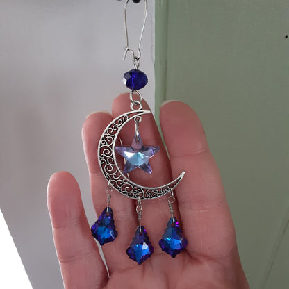 Suncatcher with moon and crystal star
