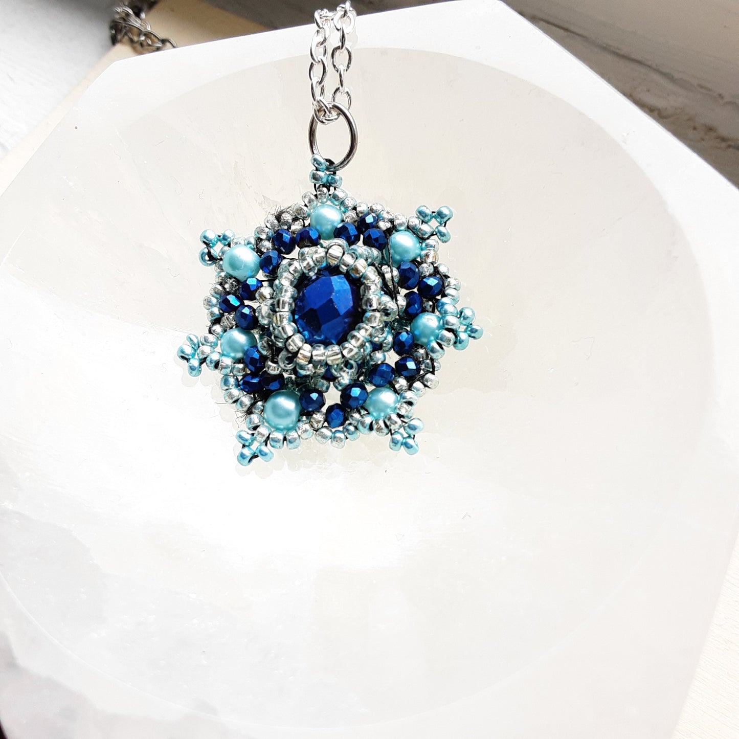 Blue flower necklace