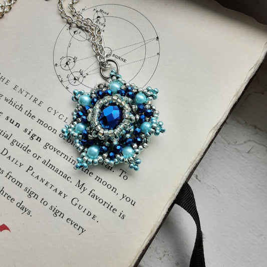 Blue flower necklace